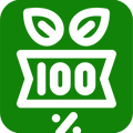 Green logo with white leaves and number 100 on a green background