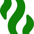 Green abstract leaf shapes on a white background