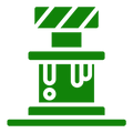 Green icon of a trash can with a lid on a white background