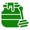 Green icon of a life jacket with a white outline on a white background