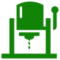 Green icon of a drill on a white background